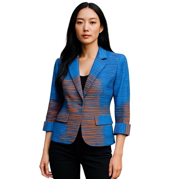 Plenty by Tracy Reese Anthropologie Multicolor Women's Blazer Blue Orange - Picture 1 of 11